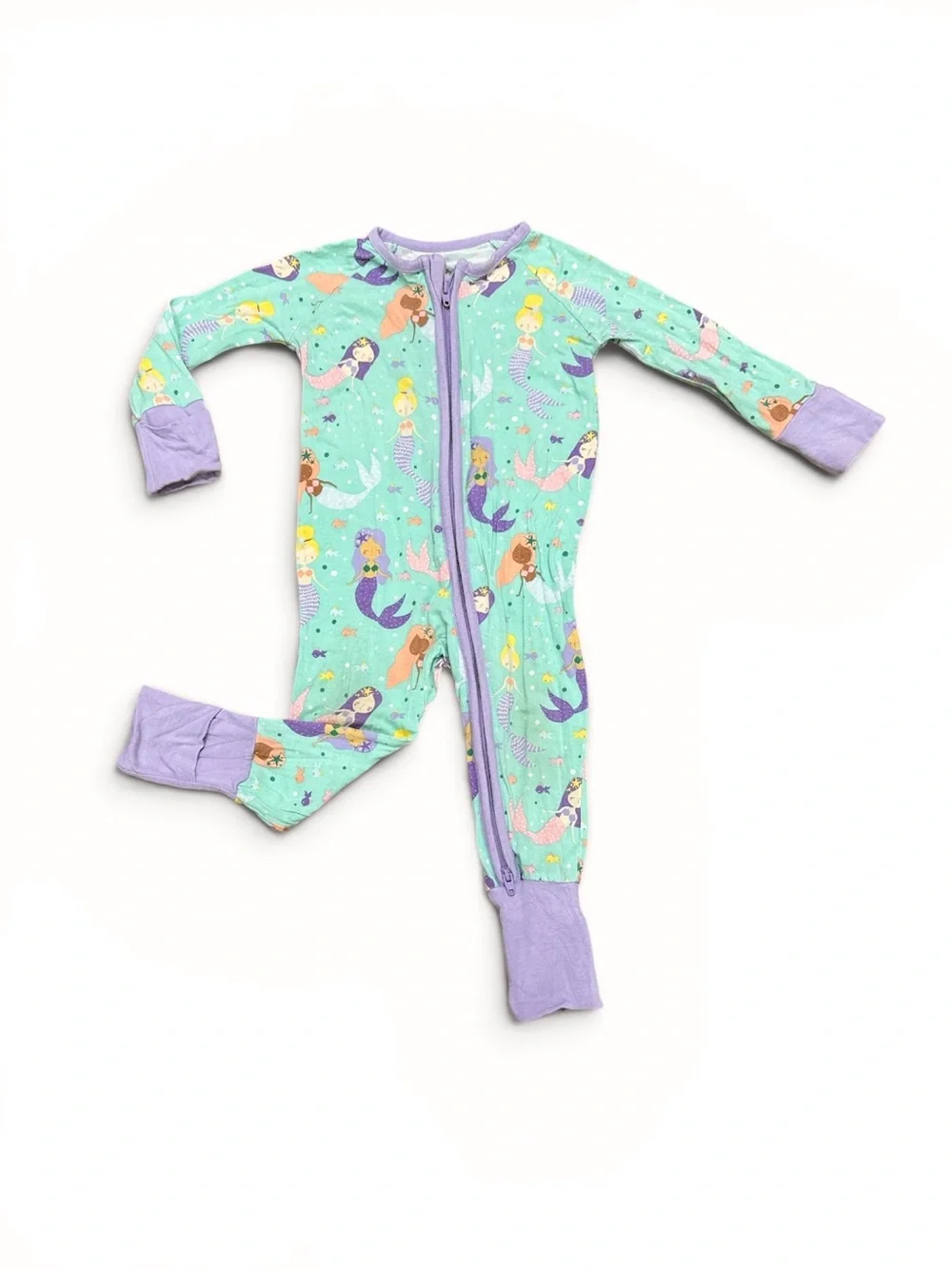 Little Sleepies Mermaid Magic Girls Convertible Bamboo Zippy Size 3-6 Months